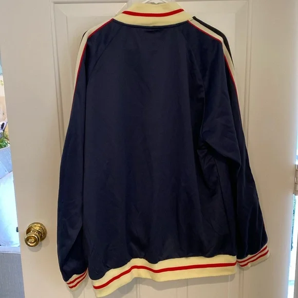 Victorious Retro Style Tracksuit Jacket Navy Blue w/White and Red Trim Size 3XL - Picture 6 of 13